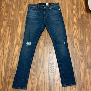 ASOS 12.5 oz super skinny jeans with knee rips